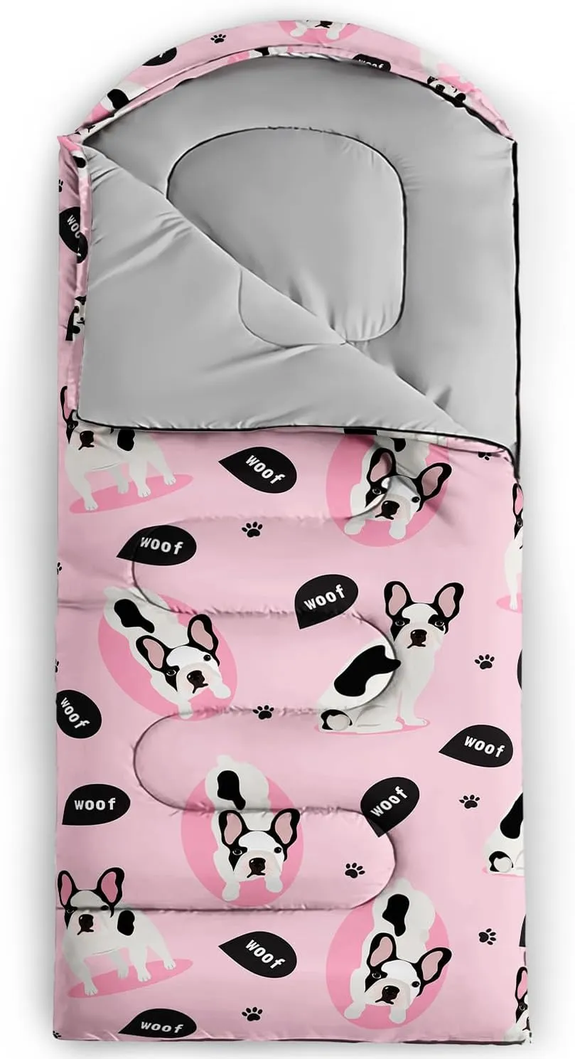 AILONEN Cartoon Fox Camping Sleeping Bag for Boys Girls Adults,Lightweight & Waterproof,3 Season Warm & Cold Weather,Portable,Kawaii Fox Printed Sleeping Bag,Traveling,Camping,Hiking