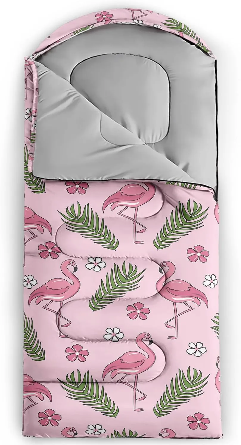 AILONEN Galaxy Wolf Sleeping Bag for Boys Girls Kids,Warm and Cool Weather,Lightweight,Waterproof Backpacking,Starry Night Wolf and Butterflies Print Blue Sleeping Bag for Camping