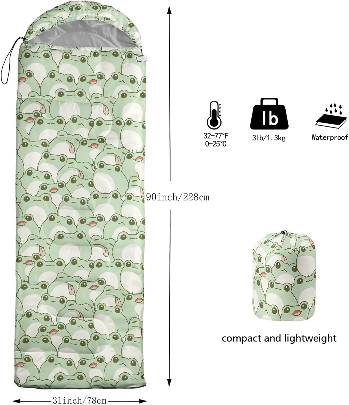 AILONEN Galaxy Wolf Sleeping Bag for Boys Girls Kids,Warm and Cool Weather,Lightweight,Waterproof Backpacking,Starry Night Wolf and Butterflies Print Blue Sleeping Bag for Camping