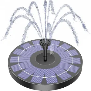 AISITIN 2.5W Solar Fountain Pump, Solar Fountain for Bird Bath with 6 Nozzles, 6.7" Solar Powered Water Pump for Garden, Ponds, Pool, Fish Tank, Aquarium and Outdoor