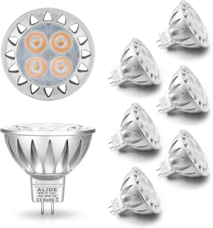 ALIDE MR16 Led Bulbs 5W Replace 20W 35W Halogen Equivalent,2700K Soft Warm White,12V Low Voltage MR16 GU5.3 Bulb Spotlights for Outdoor Landscape Flood Track Lighting,Not Dimmable,450lm,38 Deg,6 Pack