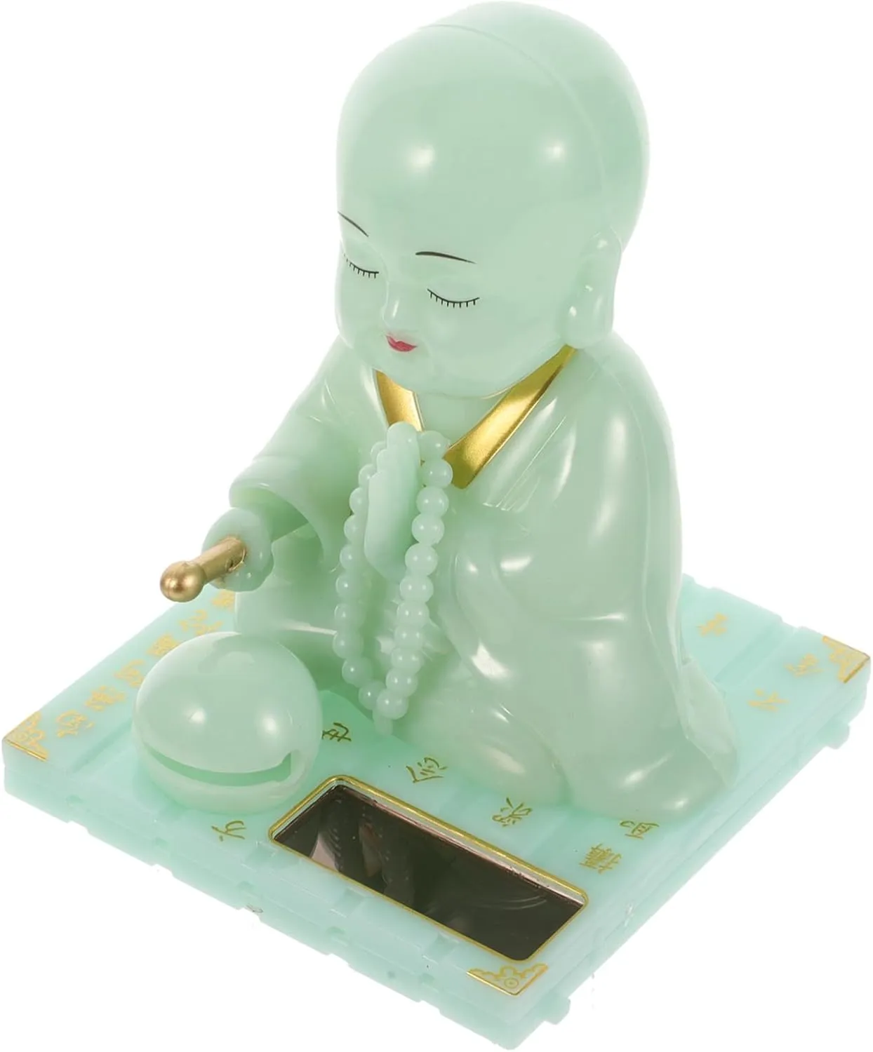 Alipis Solar Powered Buddha Figurine Car Shaking Head Toy Plastic Little Monk Buddha Statue Car Dashboard Ornament for Desktop Car