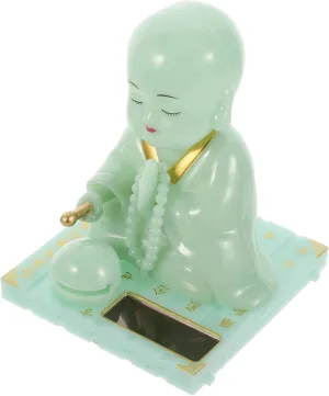 Alipis Solar Powered Buddha Figurine Car Shaking Head Toy Plastic Little Monk Buddha Statue Car Dashboard Ornament for Desktop Car