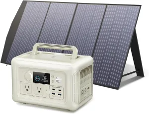 ALLPOWERS BEIGE R600 Solar Generator with SP033 solar panel included, 600W 299Wh LiFePO4 Portable Power Station with 200W Solar Charger, UPS Battery Backup, MPPT Solar Power for Camping RVs Home