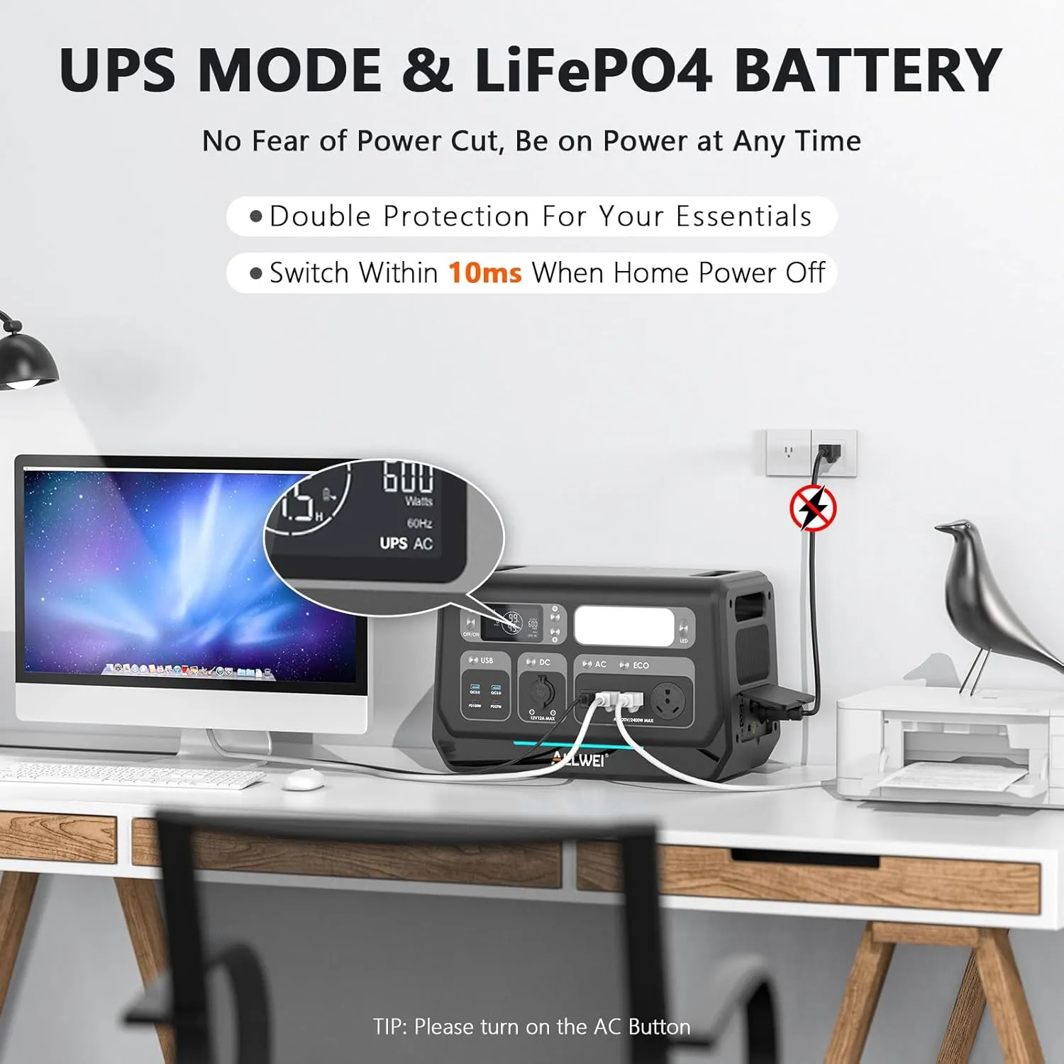 ALLWEI LiFePO4 Solar Generator 2400W with 2x 200W Solar Panels & B200 PRO Expansion Battery, 2048Wh Portable Power Station, Fast Charge in 1.5H, UPS Battery Backup for RV Camping Home Off-Grid
