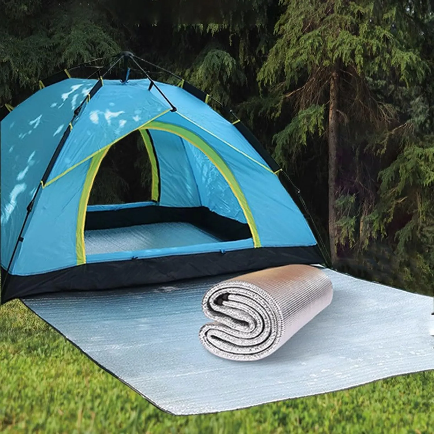 Aluminium Camping Mat, Foam Sleeping Mat for Camping, 9mm Thick Foldable Tent Mat Aluminium Foil Insulation Mat, Reflective Mat, Tent Mat, Ground Mat