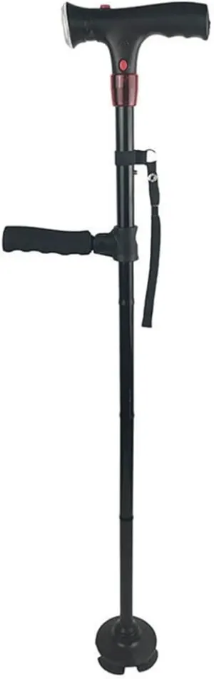 Aluminium Retractable Senior Walking Stick with Alarm and LED Light with Two Handles (D 15.5 * 9 * 86~97cm)