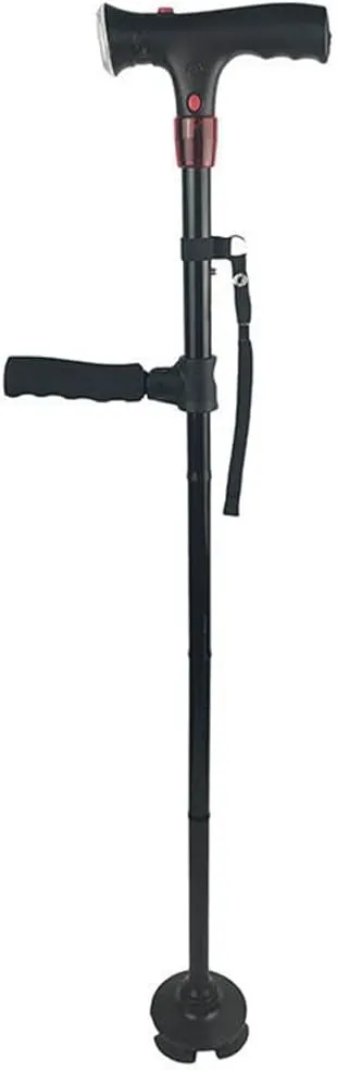 Aluminium Retractable Senior Walking Stick with Alarm and LED Light with Two Handles (D 15.5 * 9 * 86~97cm)