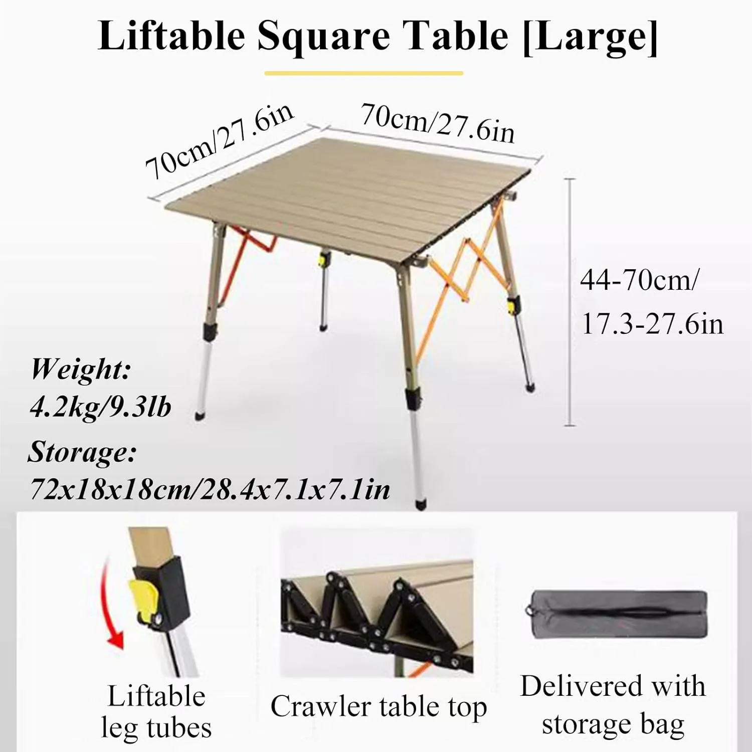 Aluminum Alloy Camping Table Folding Picnic Tables Ultralight Compact Camping Table Roll Up Table Top for Camping Hiking