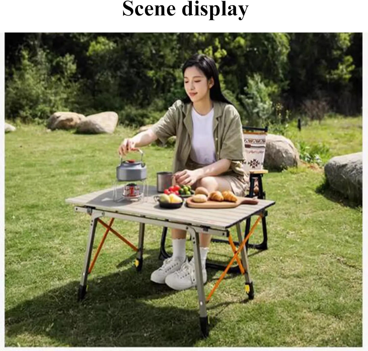 Aluminum Alloy Camping Table Folding Picnic Tables Ultralight Compact Camping Table Roll Up Table Top for Camping Hiking