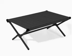 Aluminum Alloy Double-Sided Ultra-Lightweight Outdoor Folding Table Solid and Durable Camping Table Portable Picnic Table Suitable for Outdoor Camping Picnic(Black Sand)