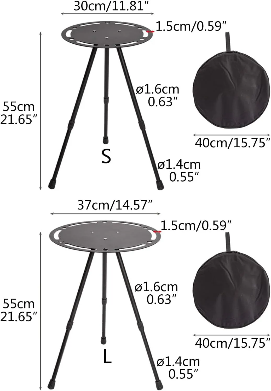 Aluminum Alloy Folding Round Table Portable Outdoor Side Table Small Camping Table and Stable