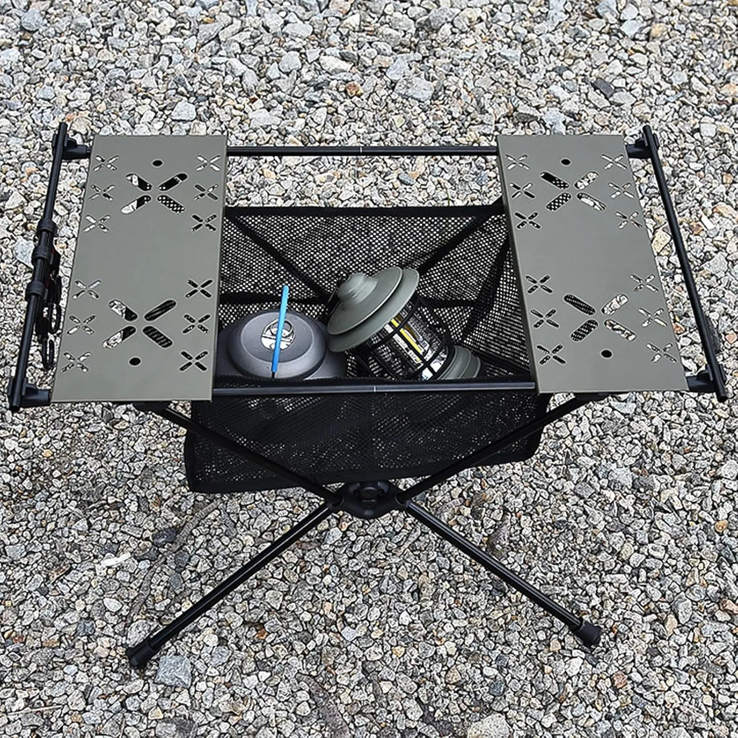 Aluminum Alloy Folding Table Barbecue Camping Table IGT Table Portable Aluminum Alloy Folding Table Multifunction Ultralight Barbecue Camping Table Hiking Roll- Desk with Storage