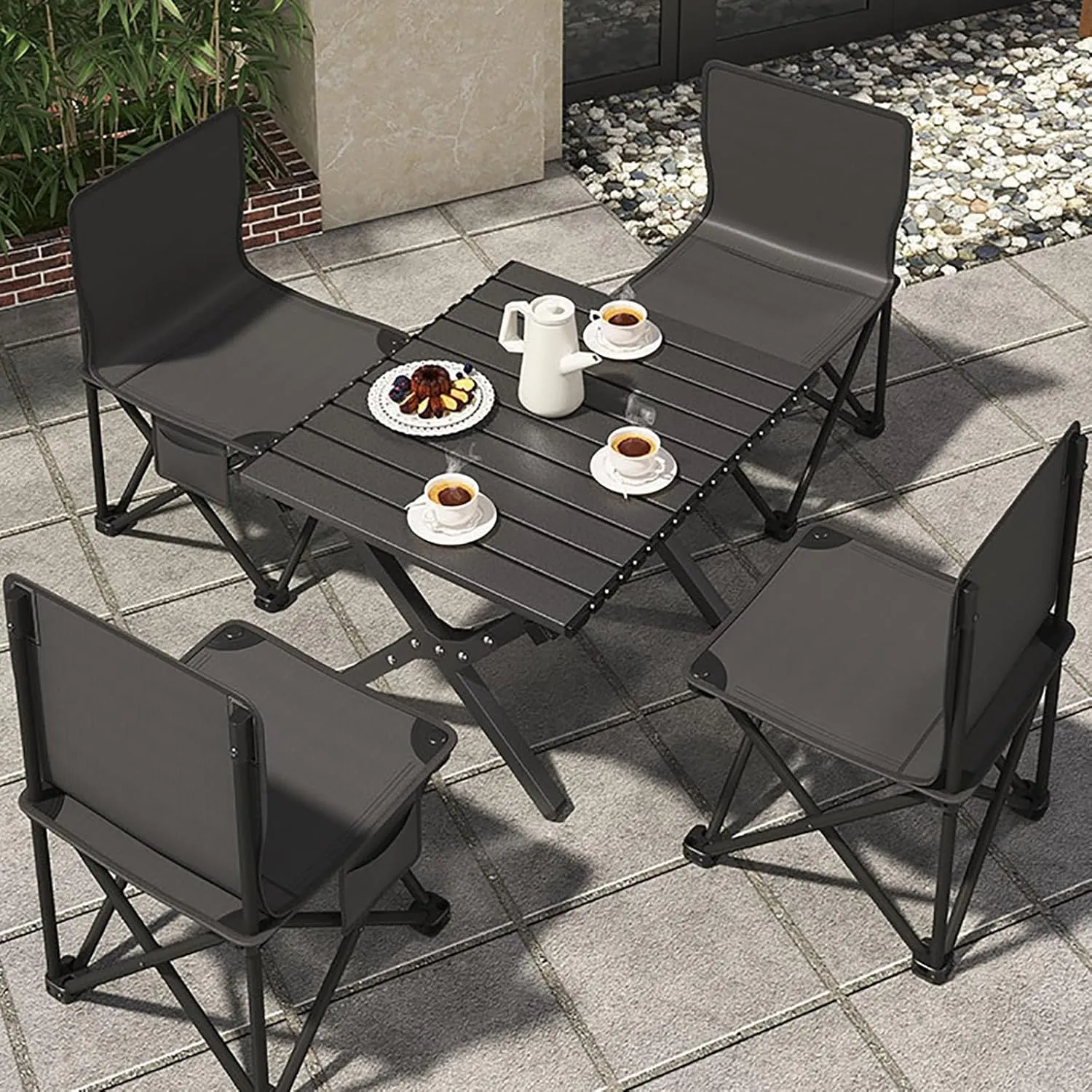 Aluminum Folding Camping Table, Portable Camping Folding Chairs and Tables Set, with Carrying Bag Camp Table, Outdoor Folding Roll up Aluminum Table