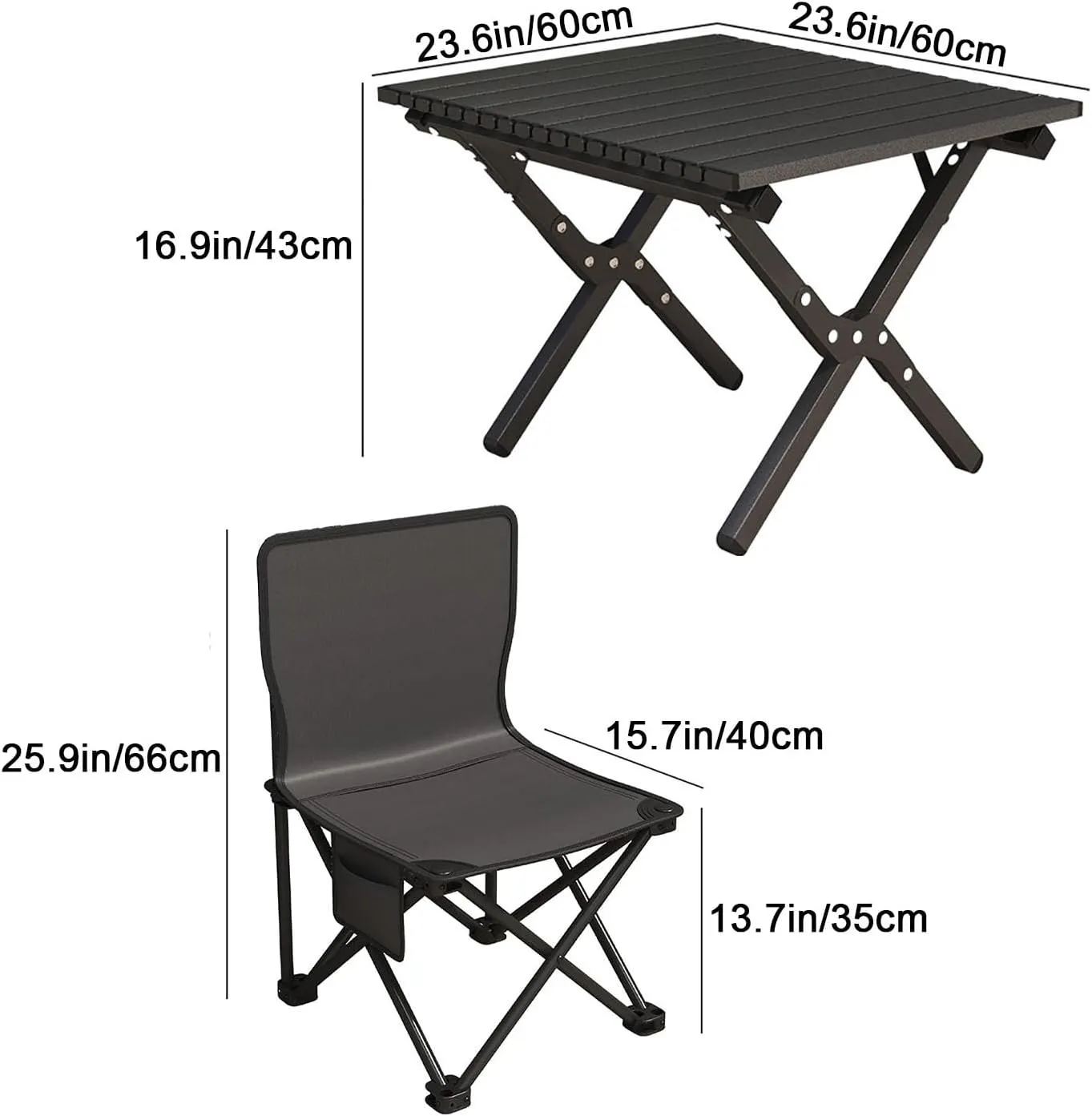 Aluminum Folding Camping Table, Portable Camping Folding Chairs and Tables Set, with Carrying Bag Camp Table, Outdoor Folding Roll up Aluminum Table