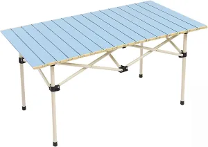 Aluminum Folding Camping Table,Portable Ultralight Outdoor Picnic Camping Table Compact Roll-up Table with Carry Bag for Camping Picnic Beach,B,95x55x50cm