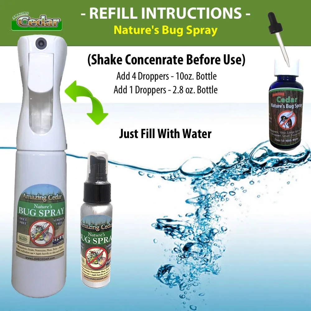 Amazing Cedar™ All Natural Mosquito Bug Spray Kit For Kids, Pets, Whole Family-Refill Concentrate