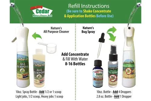 Amazing Cedar™ All Natural Mosquito Bug Spray Kit For Kids, Pets, Whole Family-Refill Concentrate