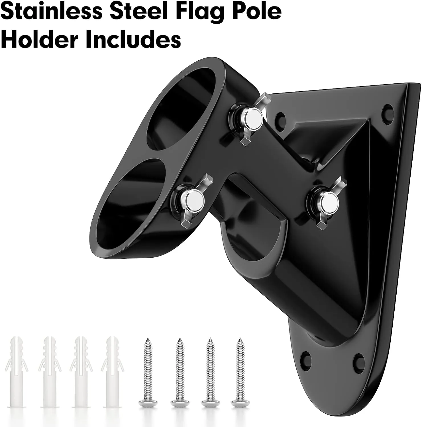 American Flag and Flag Pole for House Outside, 5ft Heavy Duty Flag Pole Kit with 3x5 Embroidered USA Flag, Tangle Free Steel Black Flag Pole with Bracket for Residential, Commercial, Outdoors Garden