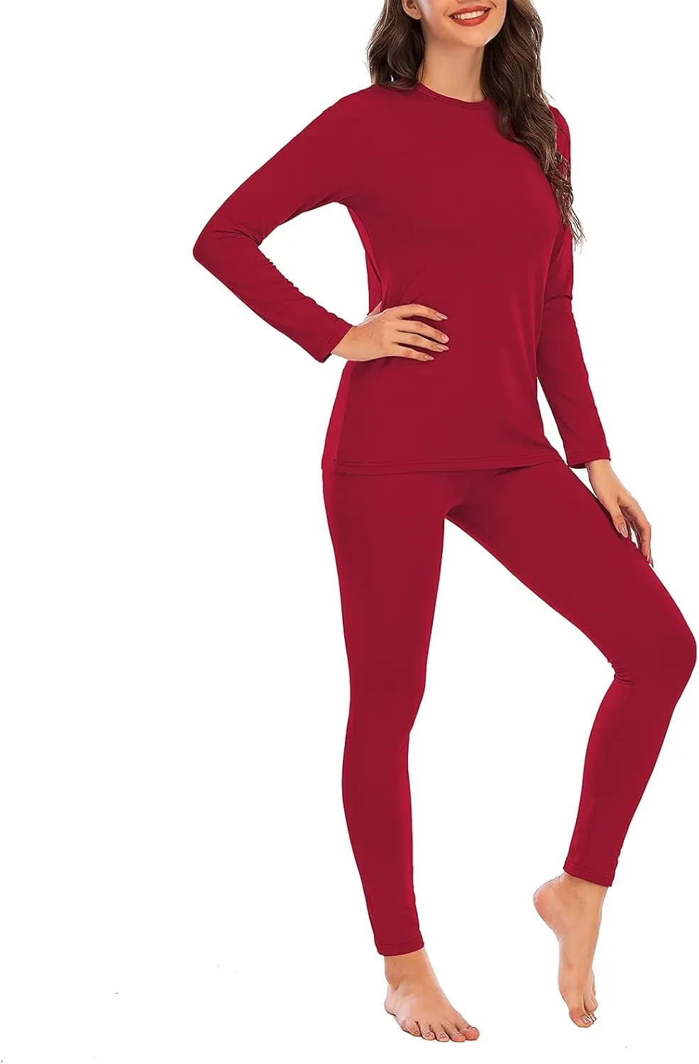 American Trends Womens Thermal Underwear Set Long Johns Base Layer Fleece Lined Top and Bottom Thermals Sets Loungewear