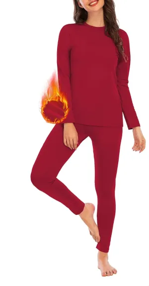 American Trends Womens Thermal Underwear Set Long Johns Base Layer Fleece Lined Top and Bottom Thermals Sets Loungewear