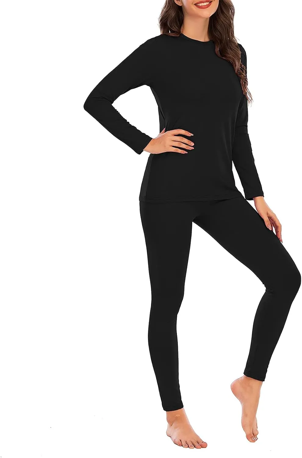 American Trends Womens Thermal Underwear Set Long Johns Base Layer Fleece Lined Top and Bottom Thermals Sets Loungewear
