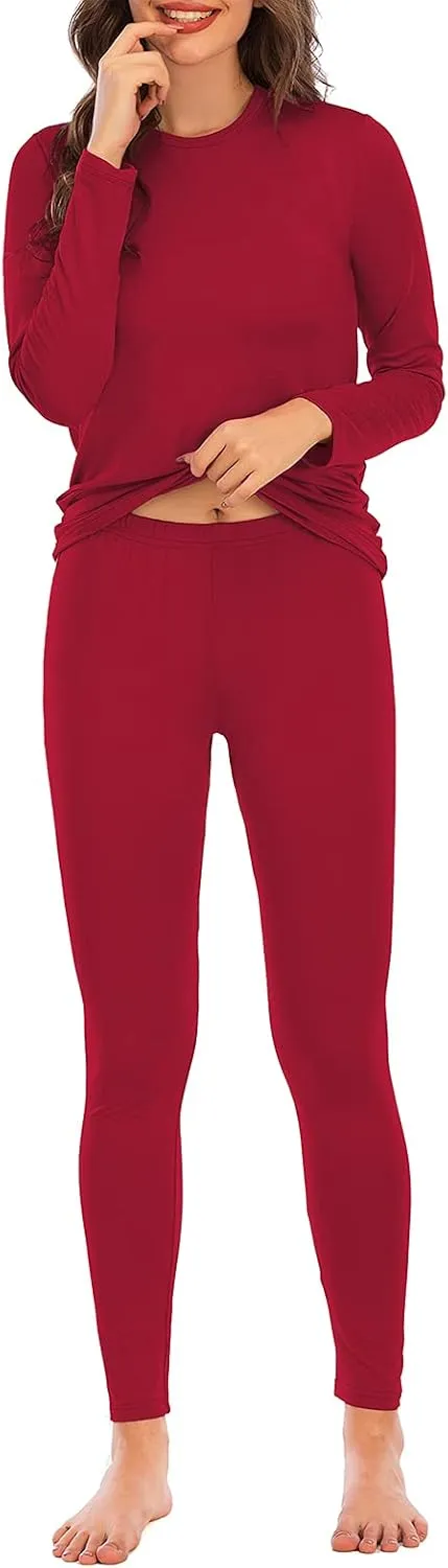 American Trends Womens Thermal Underwear Set Long Johns Base Layer Fleece Lined Top and Bottom Thermals Sets Loungewear