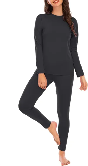 American Trends Womens Thermal Underwear Set Long Johns Base Layer Fleece Lined Top and Bottom Thermals Sets Loungewear