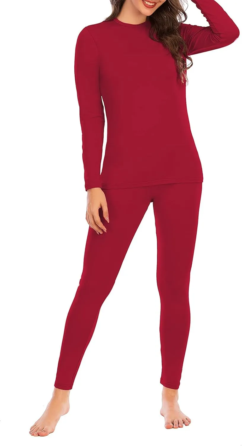 American Trends Womens Thermal Underwear Set Long Johns Base Layer Fleece Lined Top and Bottom Thermals Sets Loungewear