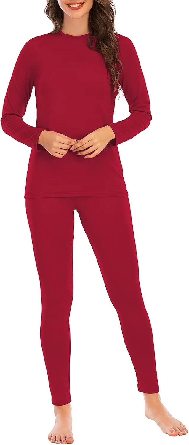 American Trends Womens Thermal Underwear Set Long Johns Base Layer Fleece Lined Top and Bottom Thermals Sets Loungewear