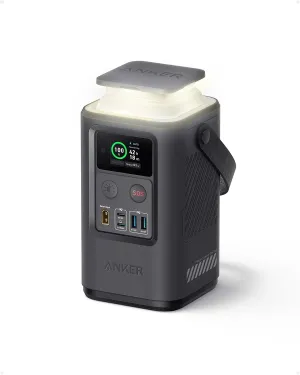 ANKER Power Bank Power Station 60,000mAh,Portable Outdoor Generator 87W with Smart Digital Display, Retractable Auto Lighting and SOS Mode, Home Backup(PowerCore Reserve 192Wh) for Travel, Camping