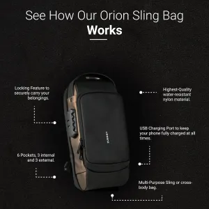 Anti-Theft Sling Bag with 6 Compartments | Waterproof Cross-Body Bag with Locking Feature and USB Charging Port