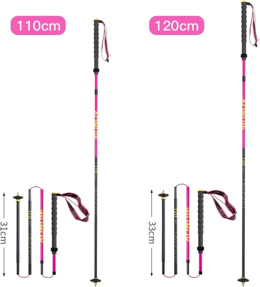 AONIJIE 2 Pcs Carbon Fiber Trekking Poles Lightweight and Collapsible, Quick Locking, Walking Sticks for Hiking, Backpacking Gear