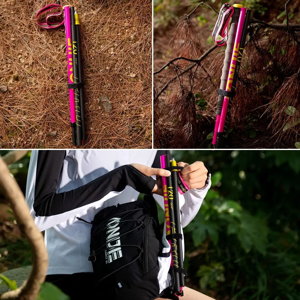 AONIJIE 2 Pcs Carbon Fiber Trekking Poles Lightweight and Collapsible, Quick Locking, Walking Sticks for Hiking, Backpacking Gear