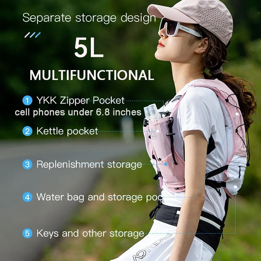 AONIJIE Running Hydration Vest Backpack 5L Marathon Race Cycling Hiking Climbing Trail Running Essentials for Women Men