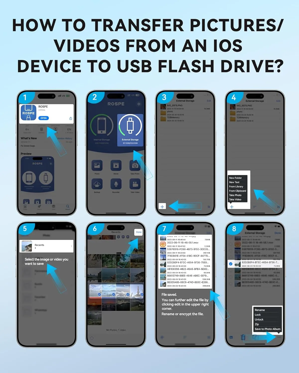 Apple MFi Certified 128GB Flash Drive for iPhone Thumb Drive Photo Stick, USB Memory Stick iPhone Flash Drive for Photos Videos, High Speed Jump Drive Compatible for iPhone/iPad/Android/PC (Blue)