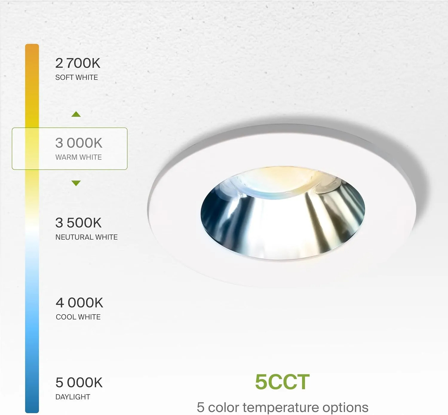 ASD 2 Inch LED Recessed Lighting with Junction Box, 8W 600 Lumens, Dimmable Anti-Glare Downlight, 2700K/3000K/3500K/4000K/5000K Selectable, CRI 90 , Round White Trim, IC Rated, ETL, Energy Star