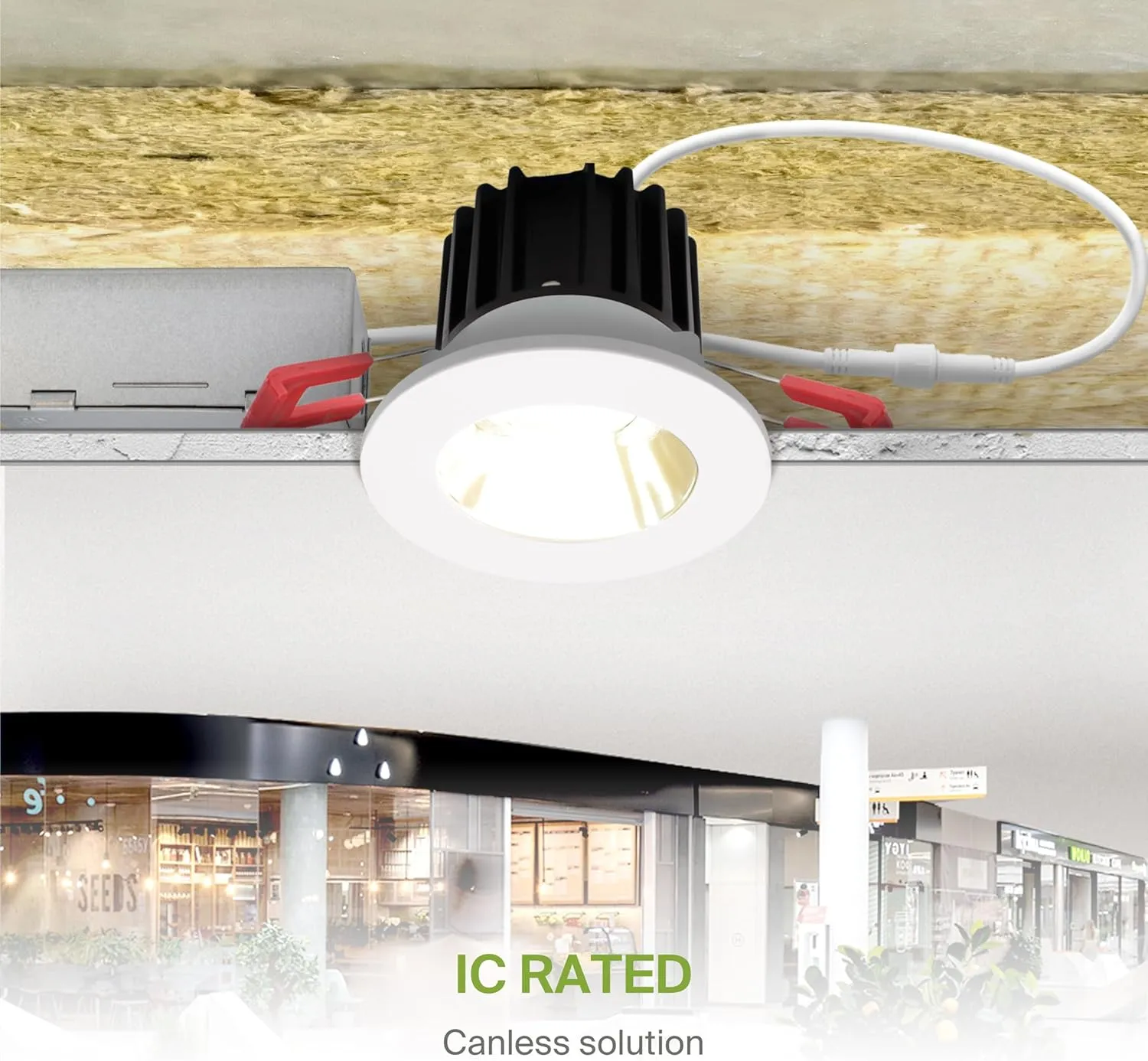 ASD 2 Inch LED Recessed Lighting with Junction Box, 8W 600 Lumens, Dimmable Anti-Glare Downlight, 2700K/3000K/3500K/4000K/5000K Selectable, CRI 90 , Round White Trim, IC Rated, ETL, Energy Star