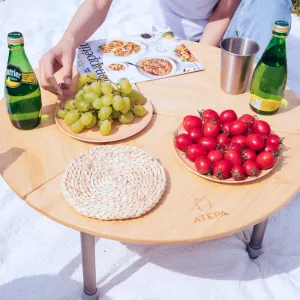 ATEPA Round Bamboo Table Three-Fold