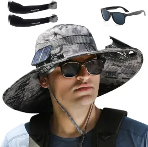 Audientce Outdoor Solar Fan Sun Hat, 2025 New Ultralight Solar Fan Sun Hat, for Fishing, Beach, Garden, Farmer