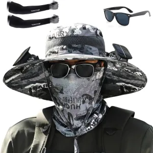 Audientce Outdoor Solar Fan Sun Hat, 2025 New Ultralight Solar Fan Sun Hat, for Fishing, Beach, Garden, Farmer