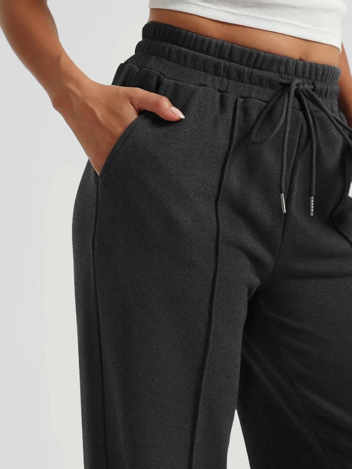 AUTOMET Womens Wide Leg Sweatpants High Waisted Baggy Pants Drawstring Athletic Joggers