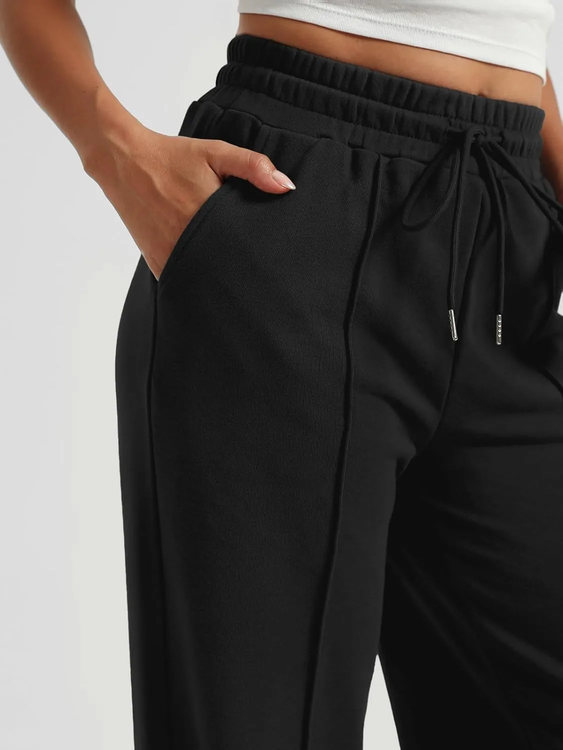 AUTOMET Womens Wide Leg Sweatpants High Waisted Baggy Pants Drawstring Athletic Joggers