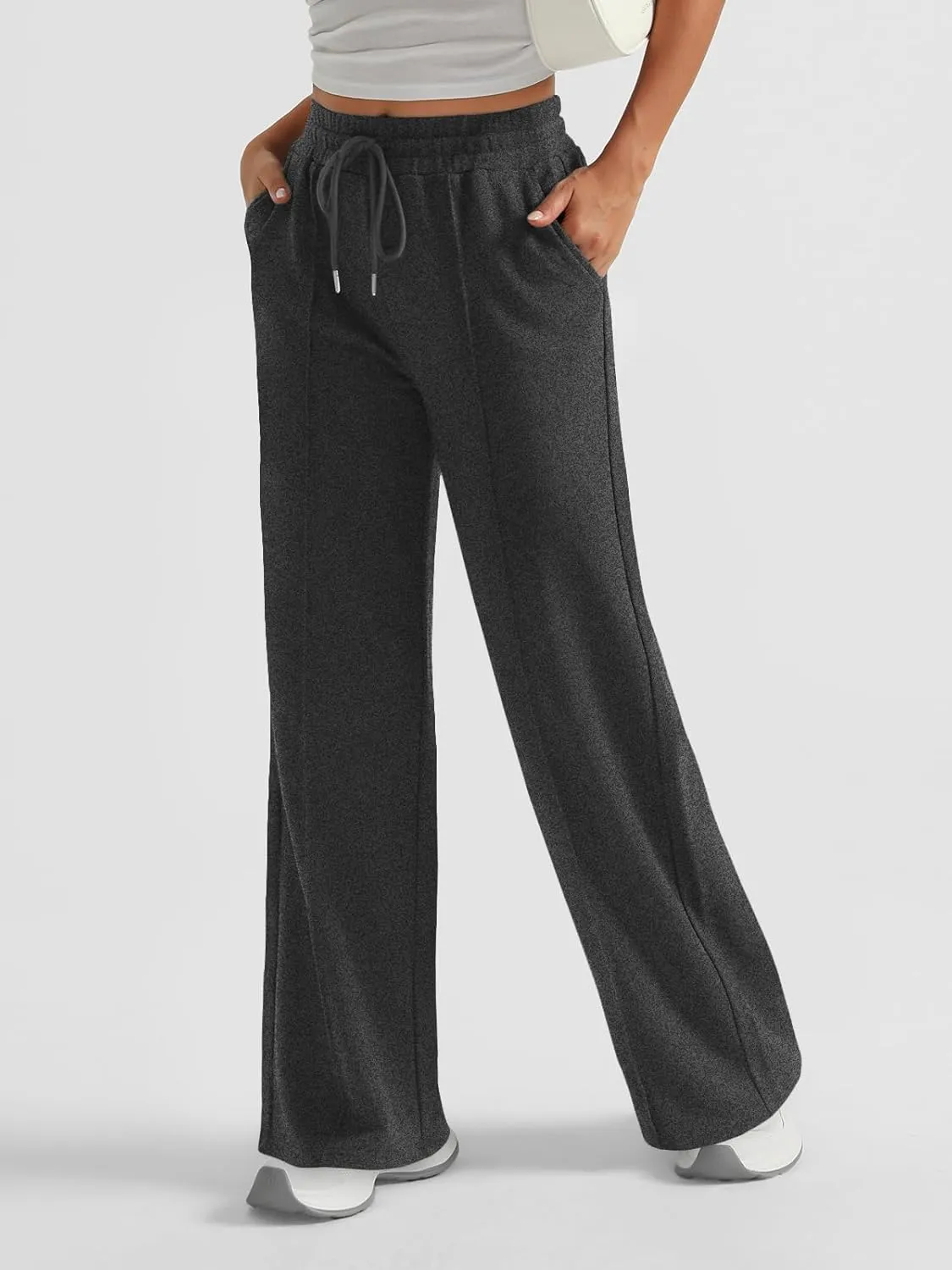 AUTOMET Womens Wide Leg Sweatpants High Waisted Baggy Pants Drawstring Athletic Joggers