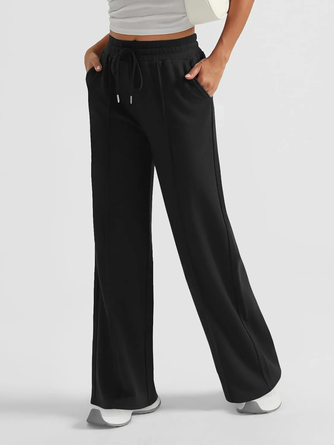 AUTOMET Womens Wide Leg Sweatpants High Waisted Baggy Pants Drawstring Athletic Joggers