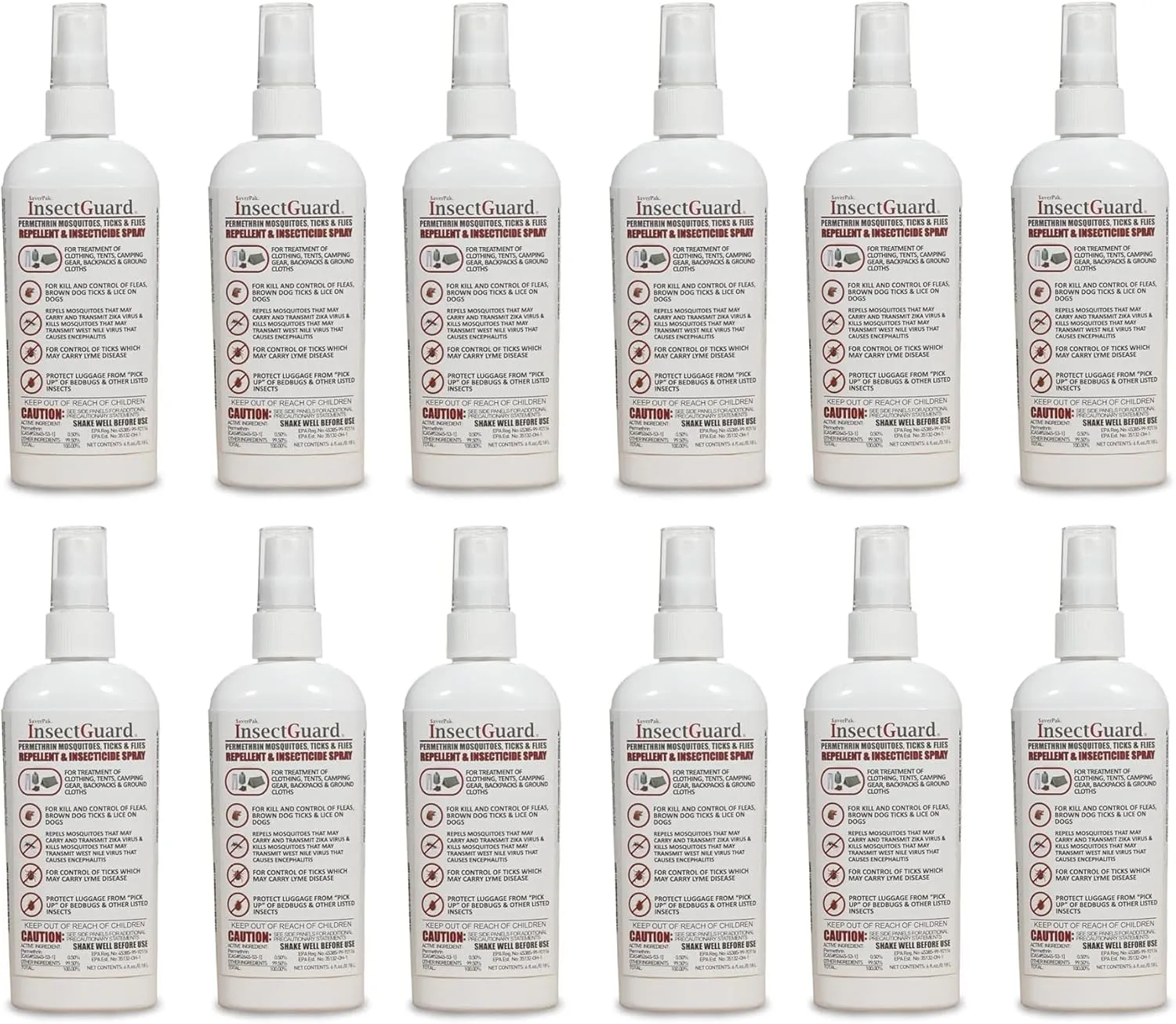 $averPak InsectGuard Permethrin Mosquitoes, Ticks and Flies Repellent & Insecticide Pump Spray (6oz) 12 Pack - Case Pack
