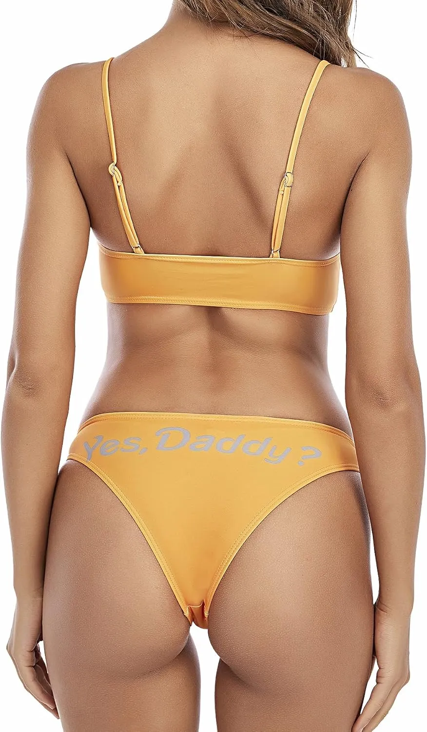 AWIBMK Women's Come here Daddy Bathing Suits Push-up Bra Brief 2 Piece Bikini Swimsuit Lingerie Set
