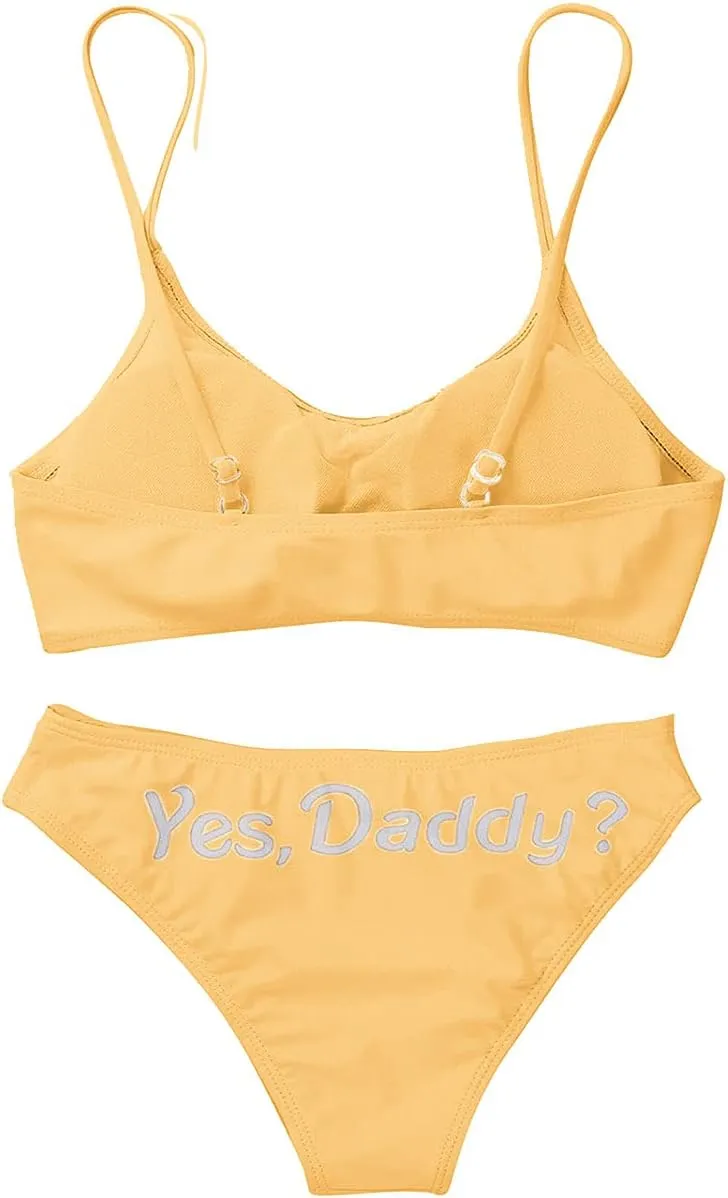 AWIBMK Women's Come here Daddy Bathing Suits Push-up Bra Brief 2 Piece Bikini Swimsuit Lingerie Set