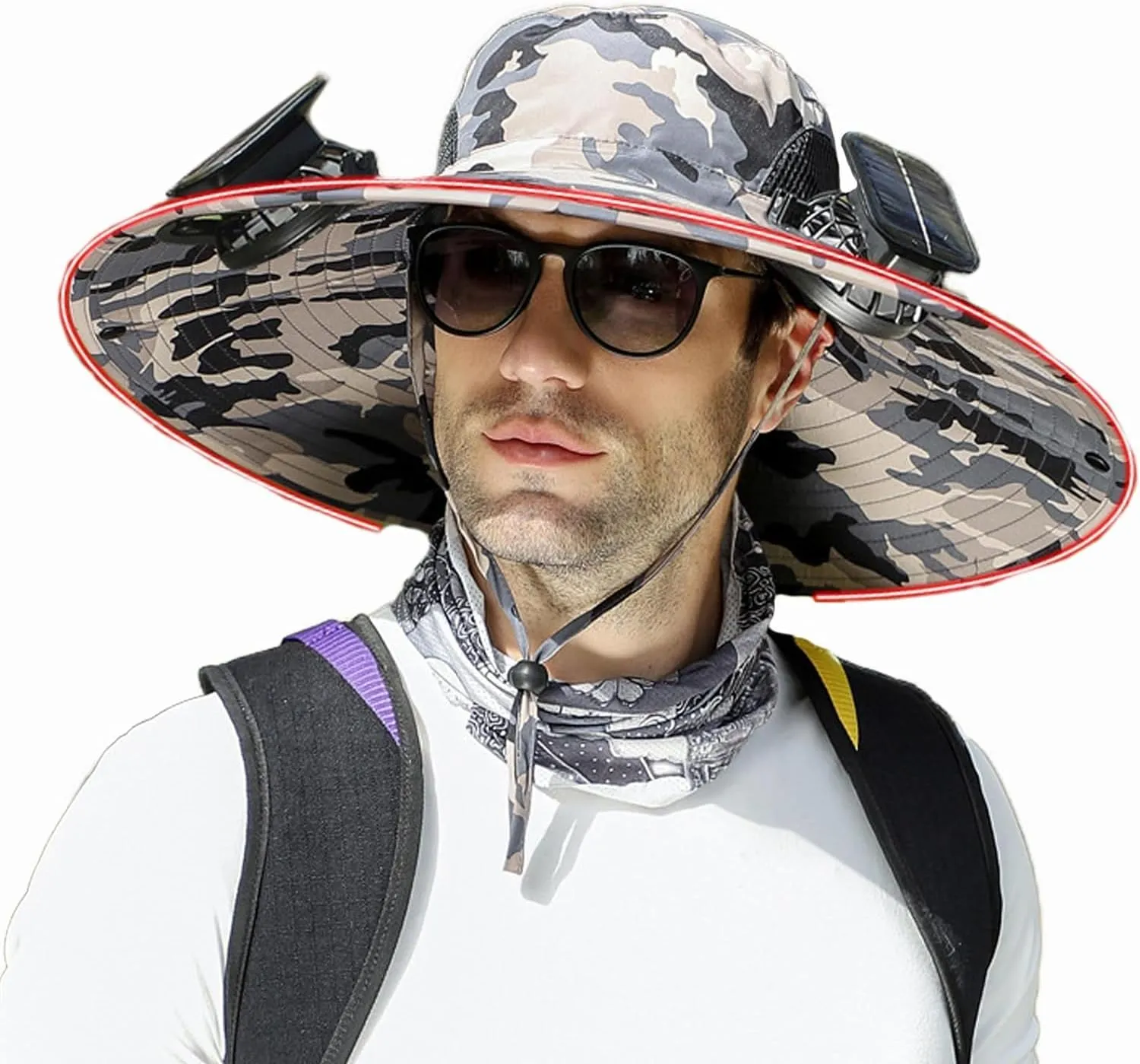 Axocet Solar Fan Hats for Men, Wide Brim Solar Fan Outdoor Fishing Hat-Solar & USB Charging,Solar Fan Hat Upf50 