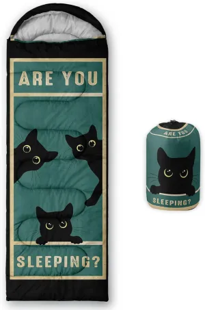 Axolotl Black Cats Sleeping Bag for Kids Adults–Lightweight Warm Cold Weather Sleeping Bags,Waterproof Portable Sleeping Bag for Camping,3 Season Cold Weather Sleeping Bag,Sleeping Bag for Hiking